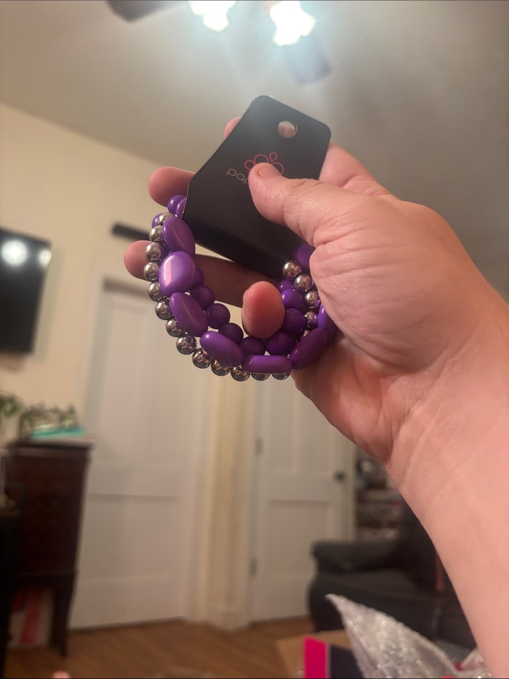 paparazzi Purple Beaded Stretch Bracelet Set with Silver Accents